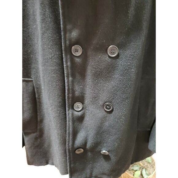 Alpine Swiss Men's Trench Black Wool Double Breasted Long Sleeve Pea Coat 2XL - Picture 2 of 11